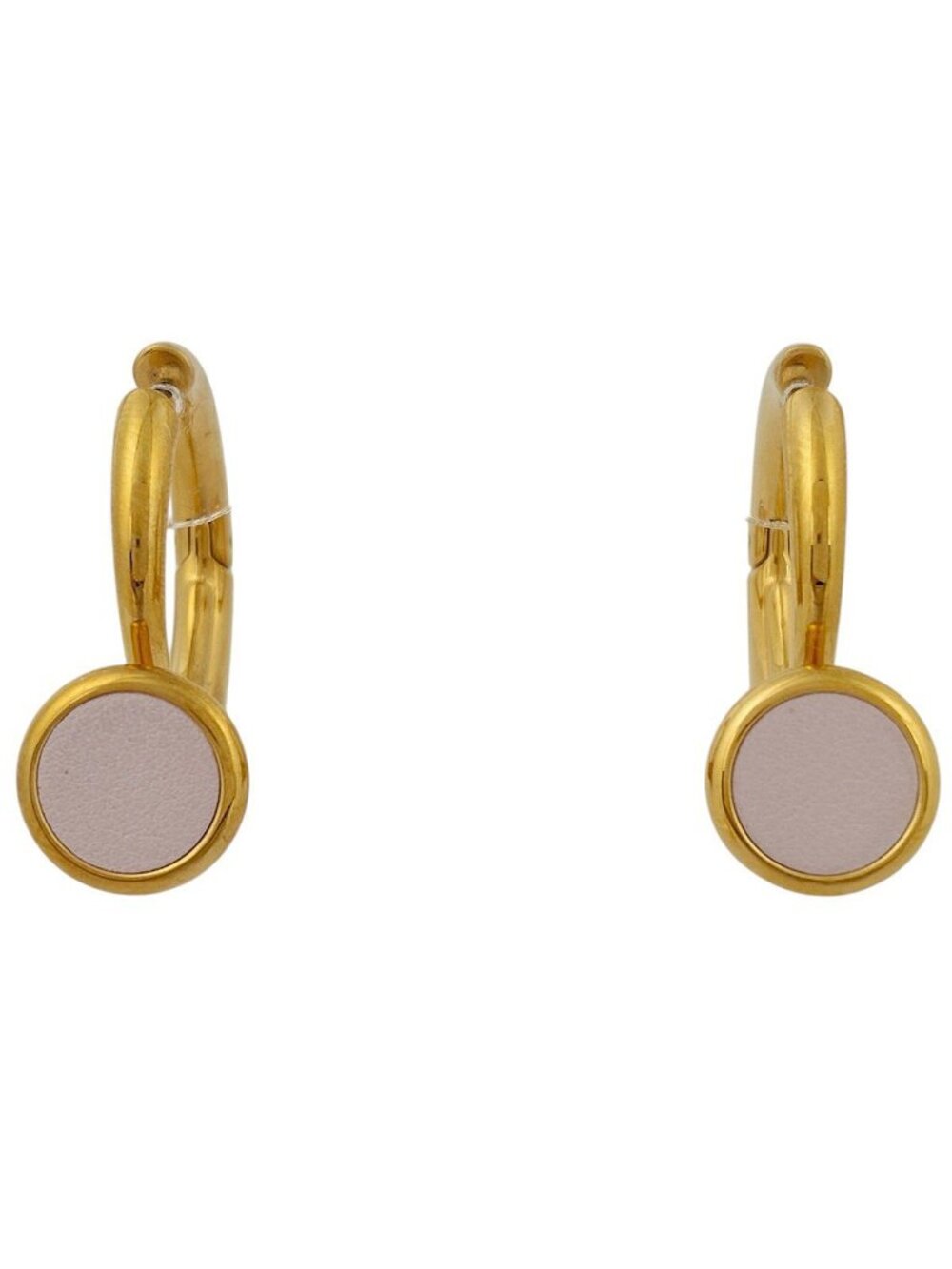 Hermes Earrings Colash Leather Gold Pink